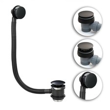 Matt Black Clicker Bath Waste Round Pop Up Sprung Bath Plug Bathroom