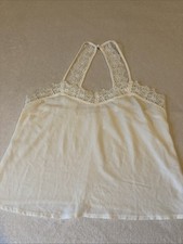 VERA&LUCY White Lace Effect Edging Racer Back Thin Vest Cami Top. Size L ?