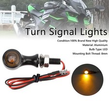 12V LED Turn Signal Indicator Light 8mm Universal Motorcycle For Suzuki Black.