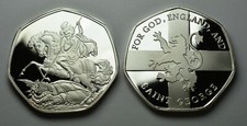 ST GEORGE & THE DRAGON Silver Commemorative. Patron Saint, England