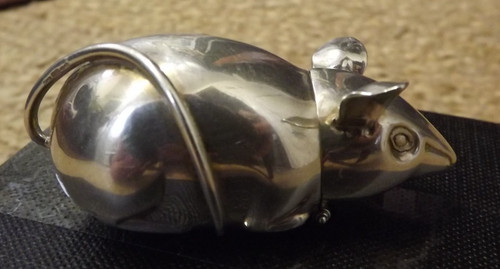 Sterling silver mouse vesta - silver,