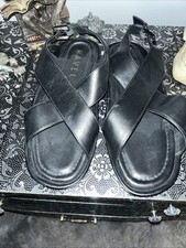 New Black Ravel Cross Over Sandals With Low Wedge Size 6