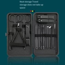 18 Pcs Men Pro Steel Manicure Nail Clipper Set Male Pedicure Travel Grooming Kit