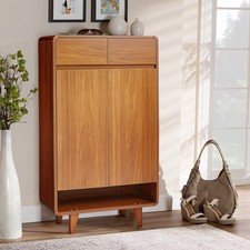 Shoe Cabinet Storage Cupboard Wooden Stand Rack Footwear Unit 2 Drawers 2 Doors 