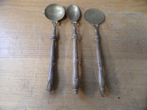 Vintage brass kitchen utensils - vintage,