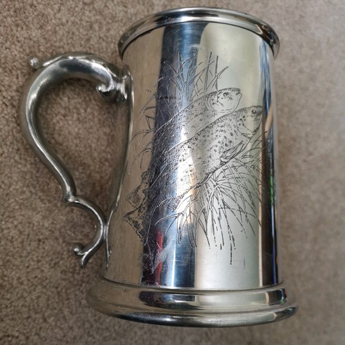 Pewter tankard with engraved - pewter,