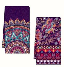 2pcs bohemian Christmas Tea Kitchen Bathroom Travel hand dish Towels Microfiber