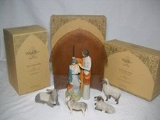Willow Tree Nativity Holy Family, Sheltering Animals & Pierced Shelter w/ Boxes