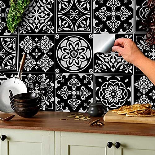 Black tile stickers - 24,