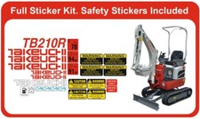 Takeuchi TB210R Mini / Micro Digger Full Sticker Kit Decal Kit. Safety Kit