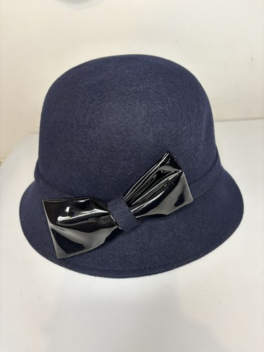 Ladies navy black bow hat - navy, &