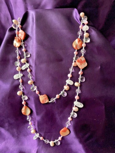 Long pink freshwater pearl - , and