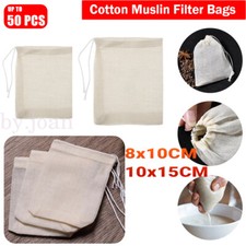 10/50x Mesh Food Bags Filter bag Muslin Bags Cheesecloth Bags Strainer Cotton