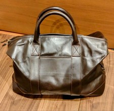 Used Swaine Adeney Leather Boston Bag Dark Brown H 30 x W 45 x D 25cm