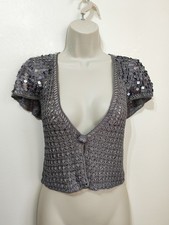 BHS silver grey crochet sequin