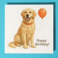 Golden Retriever - Happy Birthday Card & Envelope - Personalised dog card