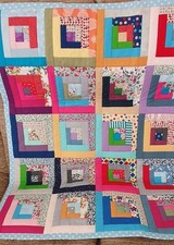 Handmade patchwork quilt/playmat /throw log cabin design