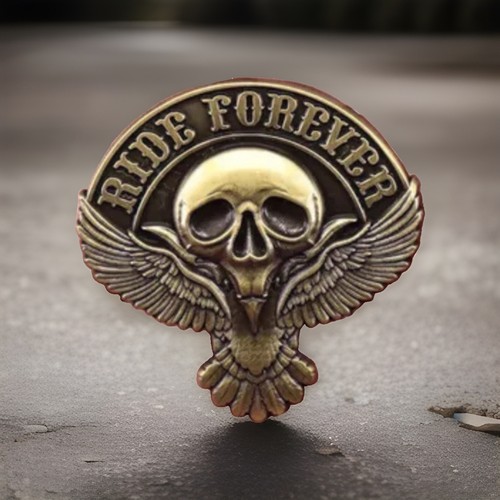 Skull biker rocker pin badge - skull,