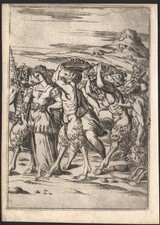 1571 Engraving Etching Bacchus bacchanales Dionysus Mythologie Vincenzo Cartari
