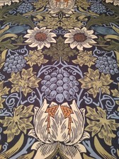 High End Habitat x Morris & Co.Navy / Olive Sunflower Door Curtain  66"W x 90"L