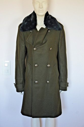 Zara men khaki green long - green, wool
