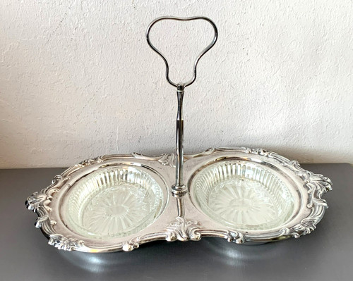 Vintage silver plate - &, glass