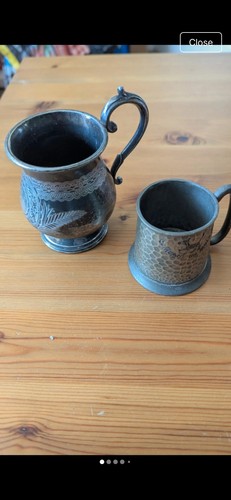 Two small pewter mugs - two,