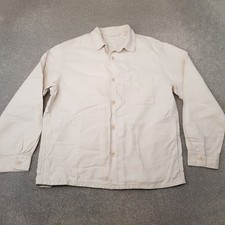 Uniqlo Mens Shirt Large Cream Beige Linen Blend Overshirt Jacket Sack Worker