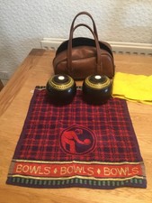 Pair of Jaques Crown King  Bowling Balls 2 -12 Bias no 2 1/4  towel & carry bag