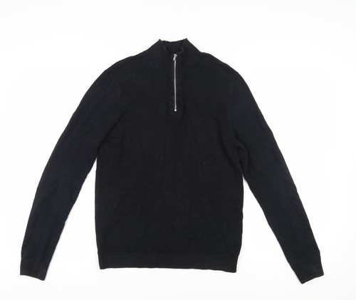 Topman men black full zip - black,