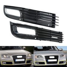 Gloss Black Front Fog Light Cover Grille Left + Right For Audi A8 S8 D3 2008-10