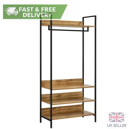 Oak open wardrobe cupboard - open,