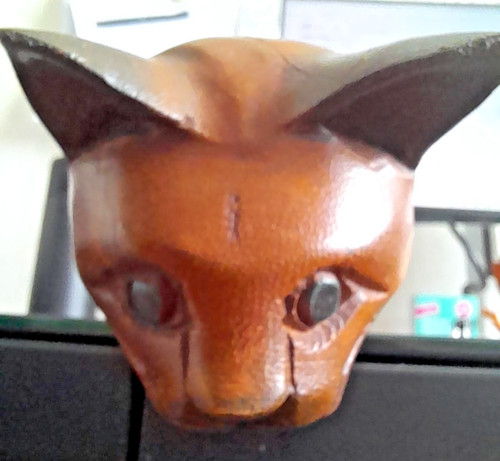 Vintage hand carved - wood, cat