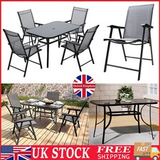 Garden Furniture Outdoor Dining Set with Parasol Hole Patio Table Folding Chairs