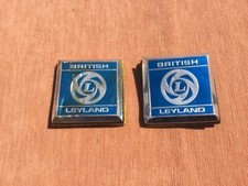 British Leyland..3"x3" Alloy Badges off ex JCB(Bamford) MGBGT..Well used/ RARE!