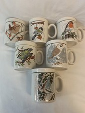 Vintage RSPB Wild Bird Ceramic Coffee Mug Set Of 6