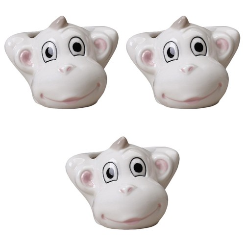 3pcs white ceramic succulent - white,