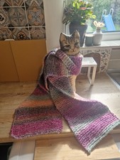 Hand Knitted Scarf.  Approx 65 " In length, Approx 9 " wide. Chunky Wool.