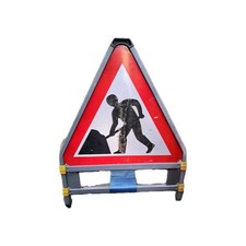 Vintage Rare 1990s Road Works Ahead Plastic Safety Sign Ex British Gas Transco