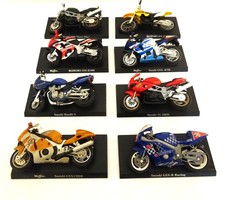8 x Suzuki Maisto Die Cast Motorcycle Models - 1:28 - Bandit GSX RM Street Bike