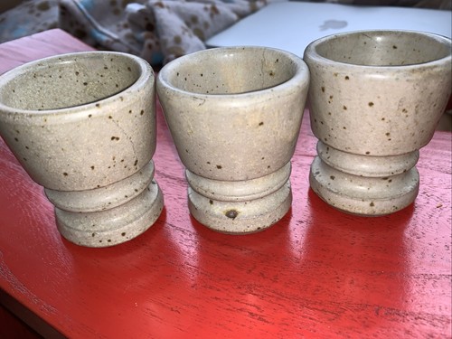 Thrown stoneware egg cups - thrown,