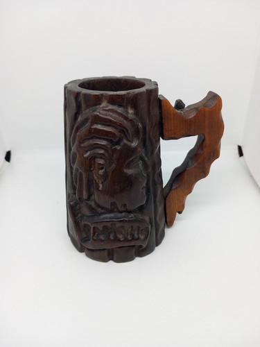 Hand carved wooden tiki - hand-carved, mug