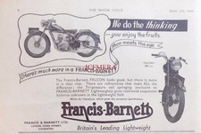 FRANCIS-BARNETT 'Falcon' 200cc Motorcycle ADVERT #2 - Vintage 1949 Print