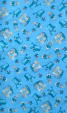 PETER RABBIT BLUE  FABRIC  26.5 X 16  INCHES VINTAGE 2007