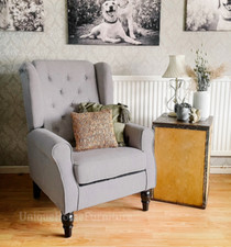 Wing Back Armchair Grey High