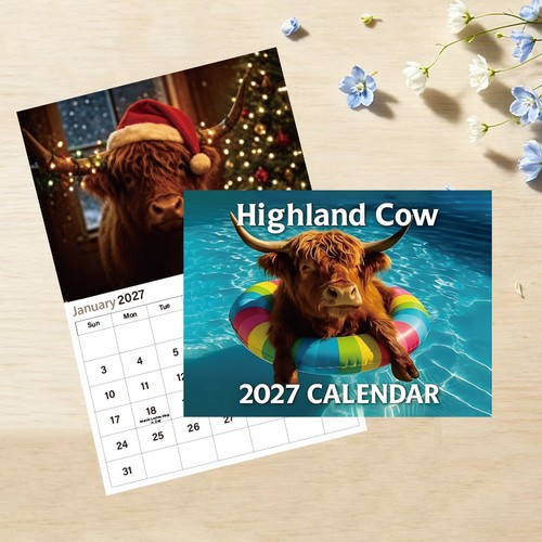 2027 funny highland cow - highland, wall