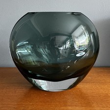 Large Heavy Smoked Glass Vase