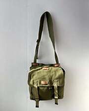 Vintage Shoulder Messenger Bag - European 1970s Canvas Satchel - Green