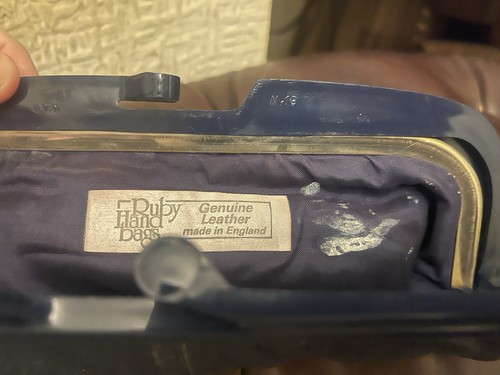 Vintage leather navy clutch - leather,