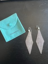 Tiffany & Co. Rare Elsa Peretti Pearl and Silver Mesh Dangle Drop Earrings